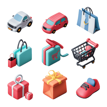 Retail and Shopping Icons Set on Transparent Background png
