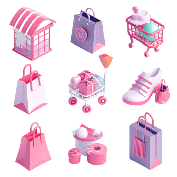 Clear Background 3D Retail Icon Pack png