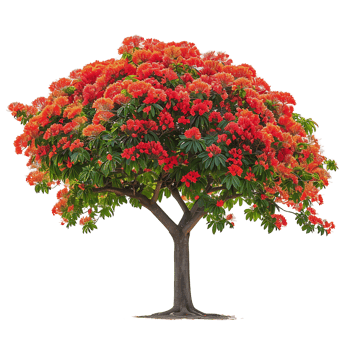 Delonix Regia Tree Isolated on Clear Background png