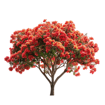 Delonix Regia Tree with Transparent Background Cutout png