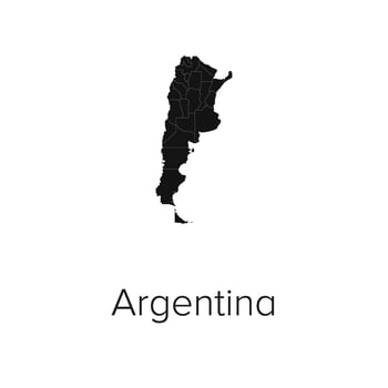 Argentina Map Illustration - Silhouette, Outline, Argentina Travel and Tourism Map vector