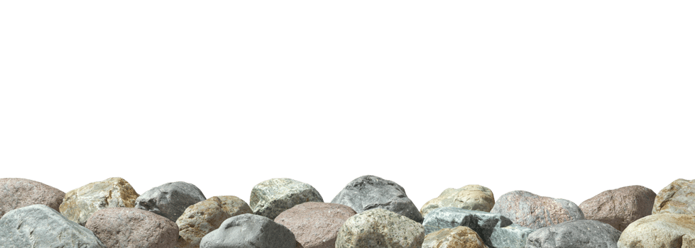 Lots of stones pile row foregrounds on transparent backgrounds 3d rendering png