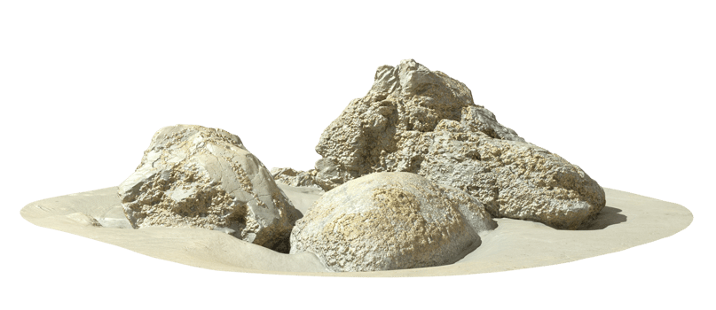 Cutout stones reef ragged on beaches 3d render png