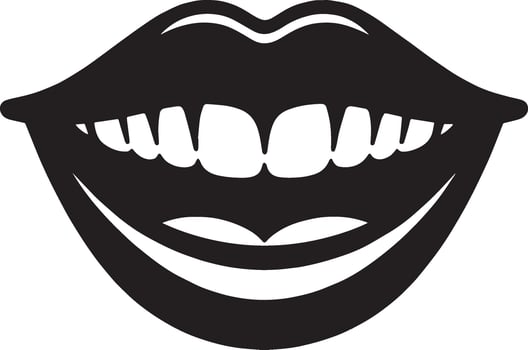 Bold Black and White Lips Silhouette vector