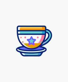 a cup of tea with a star on top vector