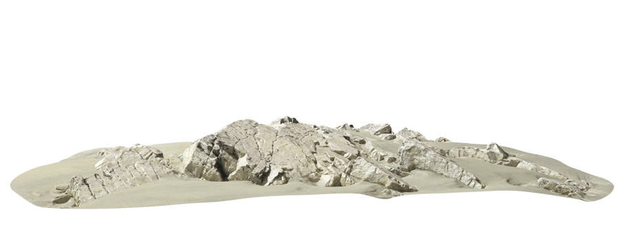 Natural rock lined horizontal panorama cutout backgrounds 3d render png
