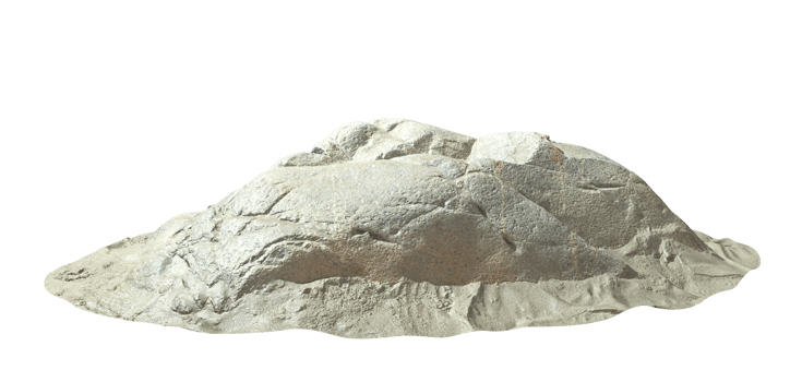 Isolate large realistic rock on sand cut out transparent backgrounds 3d rendering png