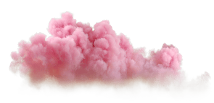 Realistic soft evening pink pastel clouds on transparent backgrounds 3d render png