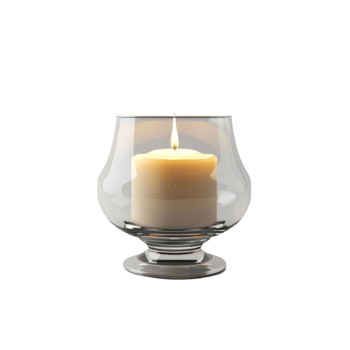 White Candle Inside Clear Glass Candle Holder on Transparent Background AI-Generative png