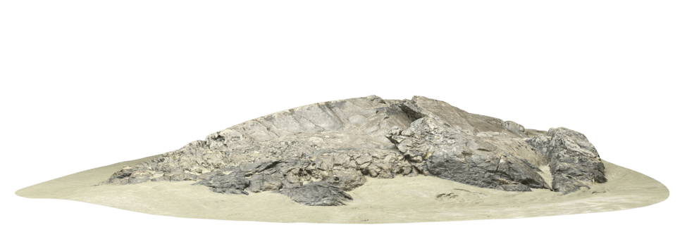 Isolate horizontal desert rock beaches sand landscaped on transparent backgrounds 3d render png