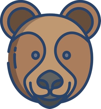 Bear linear color illustration vector