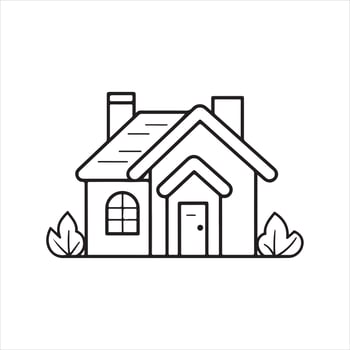 house single Line Icon Design outline vector