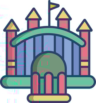 bouncy castle linear color illustration vector