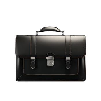 Black leather briefcase on transparent background png
