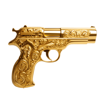 Gold pistol on transparent background png