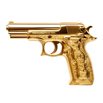 Gold pistol on transparent background png