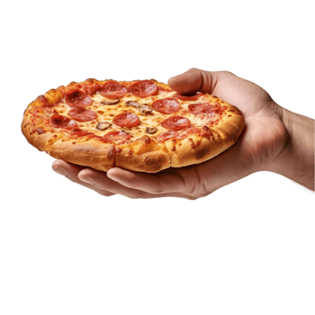Pizza in the hands on transparent background png