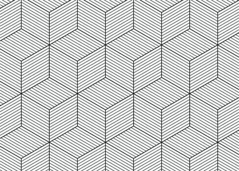 Seamless Hexagonal Lines Cube Pattern vector