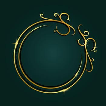 Luxury decorative gold circle frame on dark background vector