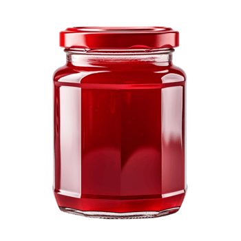 Raspberry jam on bottle on transparent background png