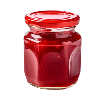Raspberry jam on bottle on transparent background png