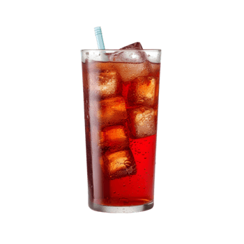 Glass of cola with ice cubes on transparent background png