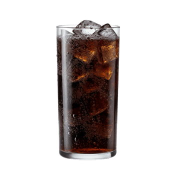 Glass of cola with ice cubes on transparent background png