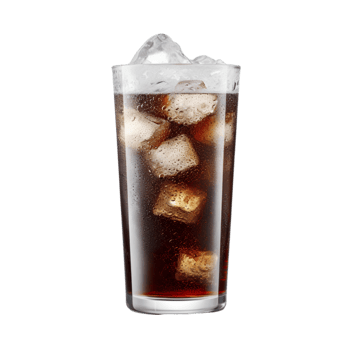 Glass of cola with ice cubes on transparent background png