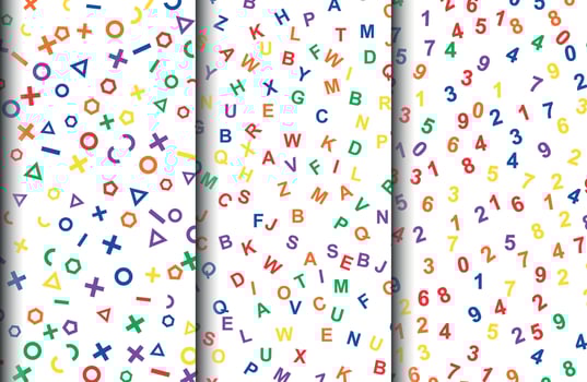 Letters Alphabets and Geometric Shapes Patterns vector