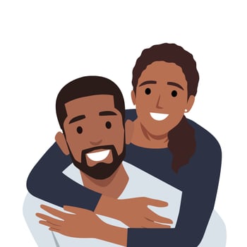 Young couple in love enjoying each other. Happy together. vector