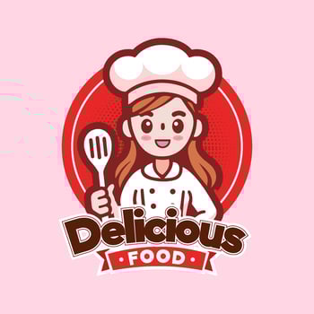 Kawaii women chef mascot logo design vector
