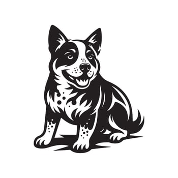Australian Cattle Dog silhouette logo design black and white vector