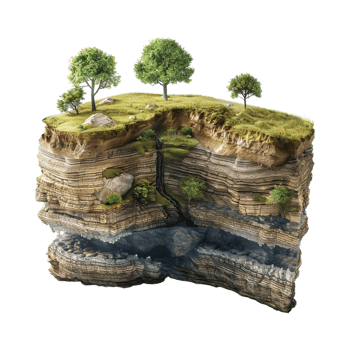 Land With Earth Crust or Layers and Tree on it on Transparent Background png