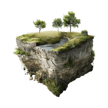 Land With Earth Crust or Layers and Tree on it on Transparent Background png