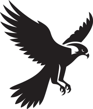 Bald Falcon Eagle silhouette isolated on white vector