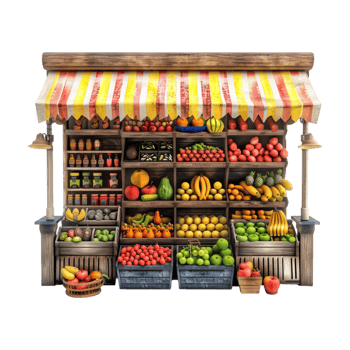 Fruits Selling Stall on Transparent Background png