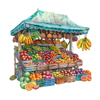 Fruits Selling Stall on Transparent Background png