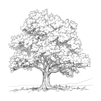 Tree Sketch Art on Transparent Background png