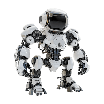 Small Robot Standing on Transparent Background png