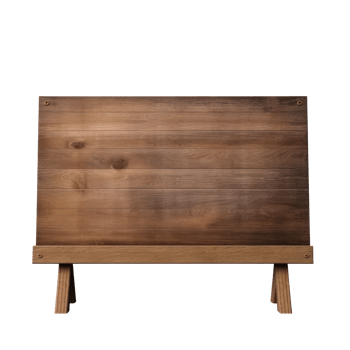 wooden board on a stand with a transparent background png