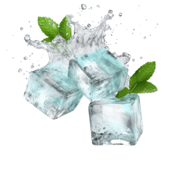 ice cubes with mint leaves on top of them png