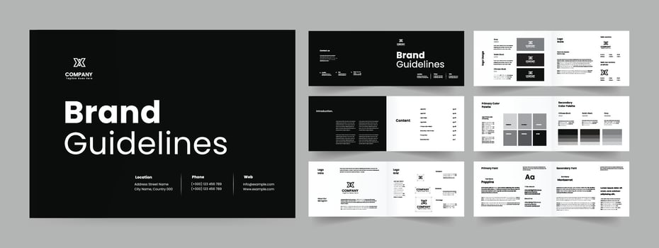Brand guidelines and brand guide layout template vector