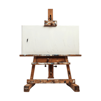 Classic Wooden Artist's Easel with Canvas png
