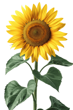 Sunflower Plant with Bloom, Leaves, and Stem png
