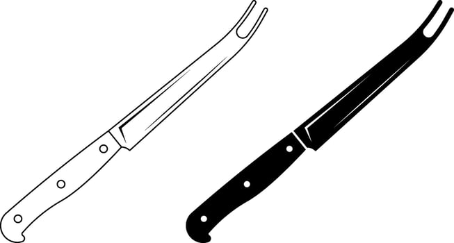 outline silhouette Tomato knife icon set vector