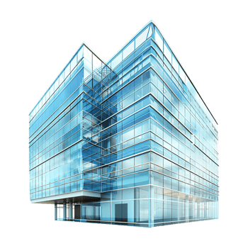 Glass Residential Office Building on Transparent Background png