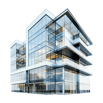 Glass Residential Office Building on Transparent Background png