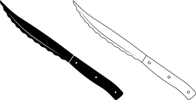 outline silhouette Steak knife icon set vector