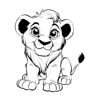 Cute Lion Sketch Art on Transparent Background png