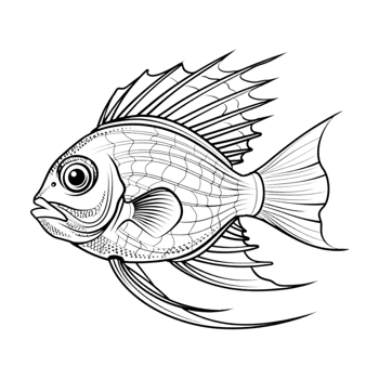 Fish Sketch Art on Transparent Background png